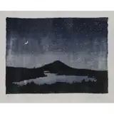 Neil Welliver, Night sky with water, Woodcut
