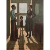Jane Blumberg, Portrait of a pregnant couple with young daughter, Oil on canvas