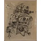 Cees Brokke, Surrealist-cubist piece, Ink on paper