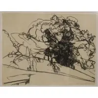 Huttons Great Oak by Jack Beal, Charcoal on paper, sold Jul 2023