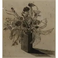 Gordon Cook, Richard Bowl of Flowers, Etching