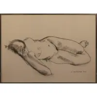 Mia Blumenstock, Laying nude, Charcoal on paper