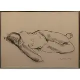 Mia Blumenstock, Laying nude, Charcoal on paper