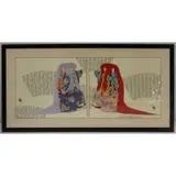 Hisashi Otsuka, Frame: 32 h x 63" w, (2) Hisashi Otsuka prints of robed figures framed side by side