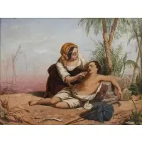 Henry Nelson O'Neil, Ishmael and Hagar, Oil on board