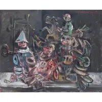 Yosl Bergner, Toys, Oil on canvas