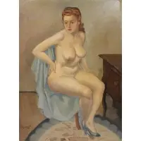 Seated Nude by Emil Ganso, Oil on canvas laid to board, sold Apr 2023