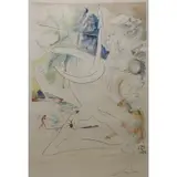 Salvador Dalí, The Laser Unicorn Disintegrates the Horns of the Cosmic Rhinoceros (from Conquest of Cosmos suite), Engraving and lithograph with embossing