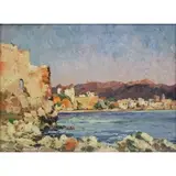 George Turland Goosey, Coastal View, Oil on board