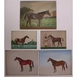 Paul Brown, (Group of 5) Horse Scenes, Oils on canvas-board, (1 on board)