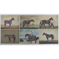 Paul Brown, (Group of 6) Horse Scenes, Oils on canvas-board