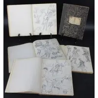 Paul Brown, Untitled, Group of 5 sketchbooks containing hundreds of pencil illustrations by Paul Brown per book