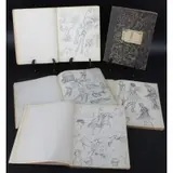 Paul Brown, Untitled, Group of 5 sketchbooks containing hundreds of pencil illustrations by Paul Brown per book