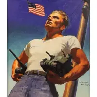 McClelland Barclay, McClelland Barclay- USNR, Oil on board, with collage