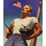 McClelland Barclay, McClelland Barclay- USNR, Oil on board, with collage