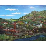 Julian Rockmore, Townscape Panorama, Oil on canvas