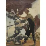 Frank J. Reilly, Oil on board, Man Standing at Oil Pumping