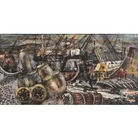 Noel Rockmore, Shipyard, Oil on masonite