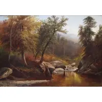 Joseph Antonio Hekking, Mountain Stream in the Adirondacks, Oil on prepared millboard