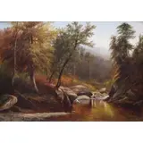 Joseph Antonio Hekking, Mountain Stream in the Adirondacks, Oil on prepared millboard