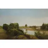 William Hart, Landscape with Church and River, Oil on canvas