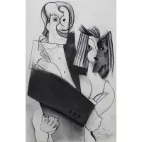 Ben Schonzeit, Couple Dancing, Charcoal on paper, 1995