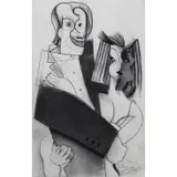 Ben Schonzeit, Couple Dancing, Charcoal on paper, 1995