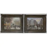 Charles Vignon, Port St. Denis, Paris, (2) Oils on canvas