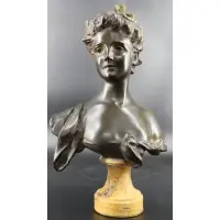 Georges Van der Straeten, Untitled, Bronze bust of a beauty on fine Sienna marble base