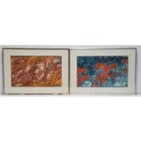 Fred G. Hauck, ( 2 ) Abstract compositions, Oils on board or thick canvas? 1 signed and dated lower right and 1 apparently unsigned