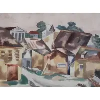Jan Matulka, Town Scene, Watercolor