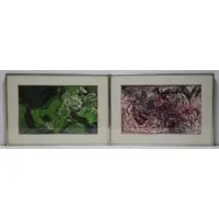 ( 2 ) Abstract compositions by Fred G. Hauck, Oils on board or thick canvas? Apparently unsigned, sold Mar 2023