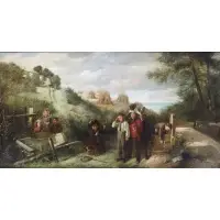 Charles Hunt, Children Playing in the Countryside, Oil on canvas