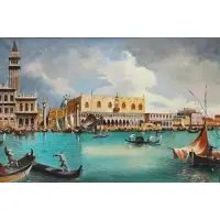 A. Belardinelli, Palazzo Ducale Venice Harbor, Oil on canvas