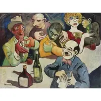 Sam Rigling, The Usual Bar Scene, Oil on canvas