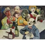 Sam Rigling, The Usual Bar Scene, Oil on canvas