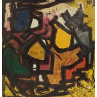 Michelangelo Allocca, Abstract Composition, 1963, Large oil on canvas