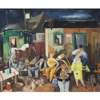 Vilmos Aba-Novák, Travelling Circus, Oil on canvas