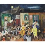 Vilmos Aba-Novák, Travelling Circus, Oil on canvas
