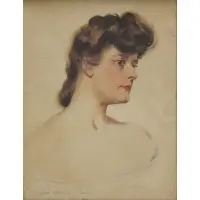 James Montgomery Flagg, Portrait of a Woman, Watercolor on board
