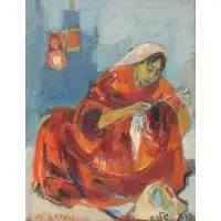 Ruth Schloss, Woman, Oil on canvas-board