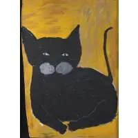 Cat by Earl Swanigan, Acrylic on plywood, sold Mar 2023