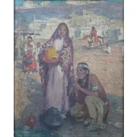 E. Irving Couse, The Water Carrier, Oil on board