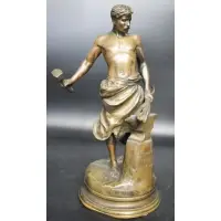 Maurice Maignan, Le Travail, Bronze sculpture signed on the base