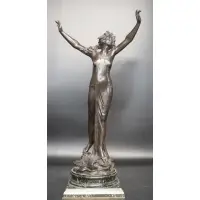 Untitled by Georges Flamand, Large and finely executed art nouveau bronze sculpture of a Lady with outstretched arms, sold Mar 2023