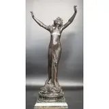 Georges Flamand, Untitled, Large and finely executed art nouveau bronze sculpture of a Lady with outstretched arms