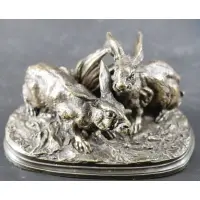 Pierre Jules, MENE (FRENCH, 1810-1879), Bronze sculpture of Bunnies