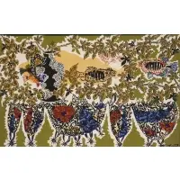 Jean Lurçat, Untitled, Tapestry A large signed abstract silkscreen tapestry framed