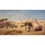Alberto Pasini, Desert Encampment, Oil on panel