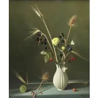 Fernand Renard, Wheat, Flowers and Berries, Oil on canvas